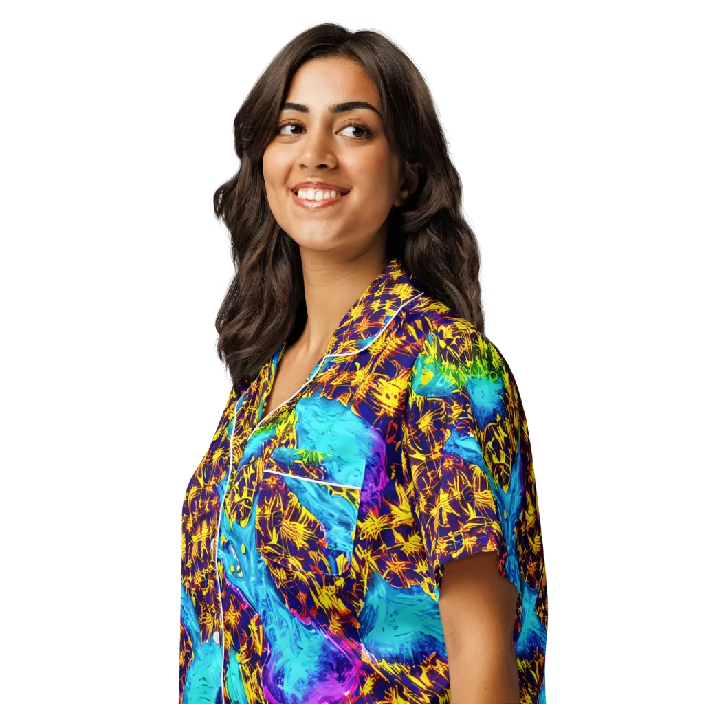 Wildfire Waters on Women's Short Sleeve Pajama Top — Left Front