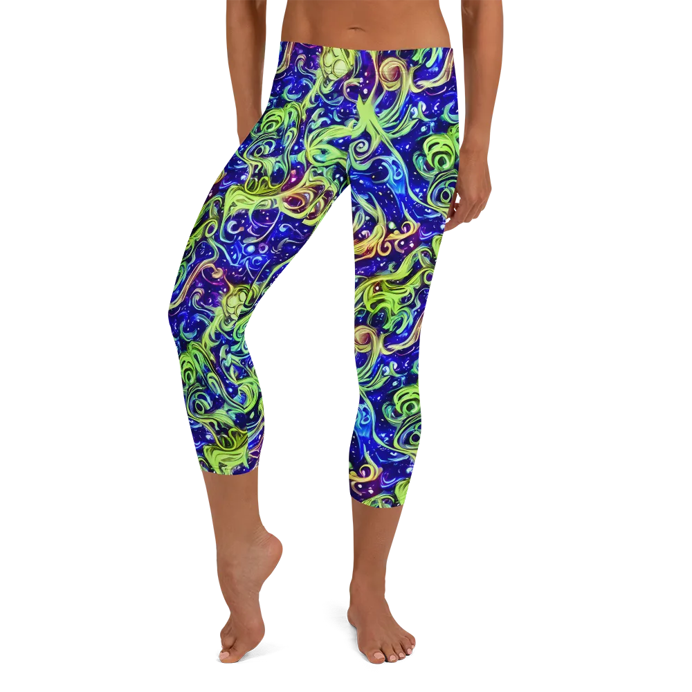 Molten Whirlwind on Capri Leggings — Front
