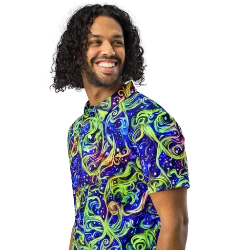 Molten Whirlwind on a Men's Slim Fit Polo Shirt
