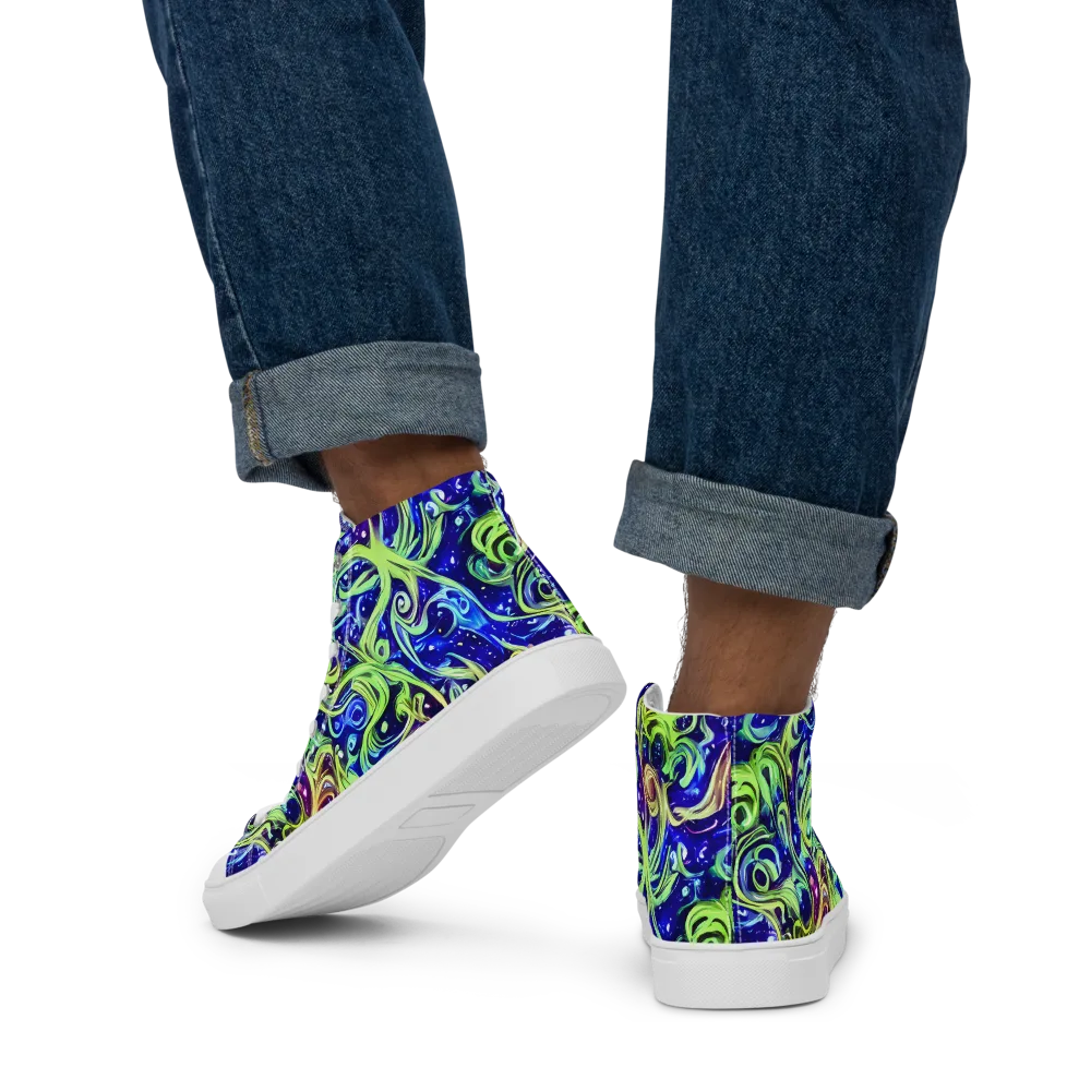 Molten Whirlwind on Men's High Top Canvas Shoes — Back