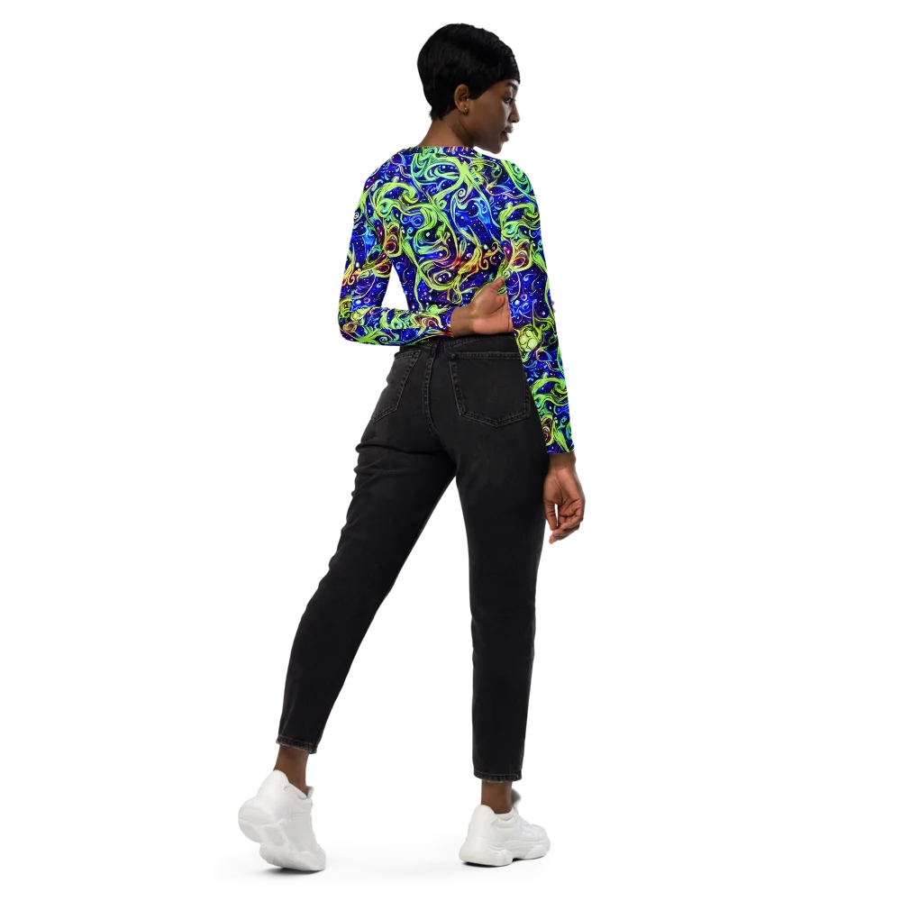 Molten Whirlwind on Long Sleeve Crop Top — Right Back