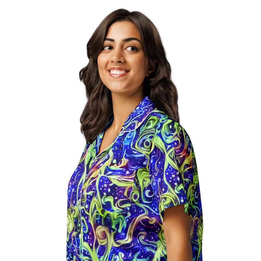Molten Whirlwind on Women's Short Sleeve Pajama Top — Left Front