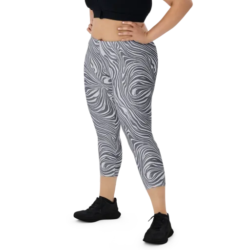 Monochrome Maelstrom on a Capri Leggings