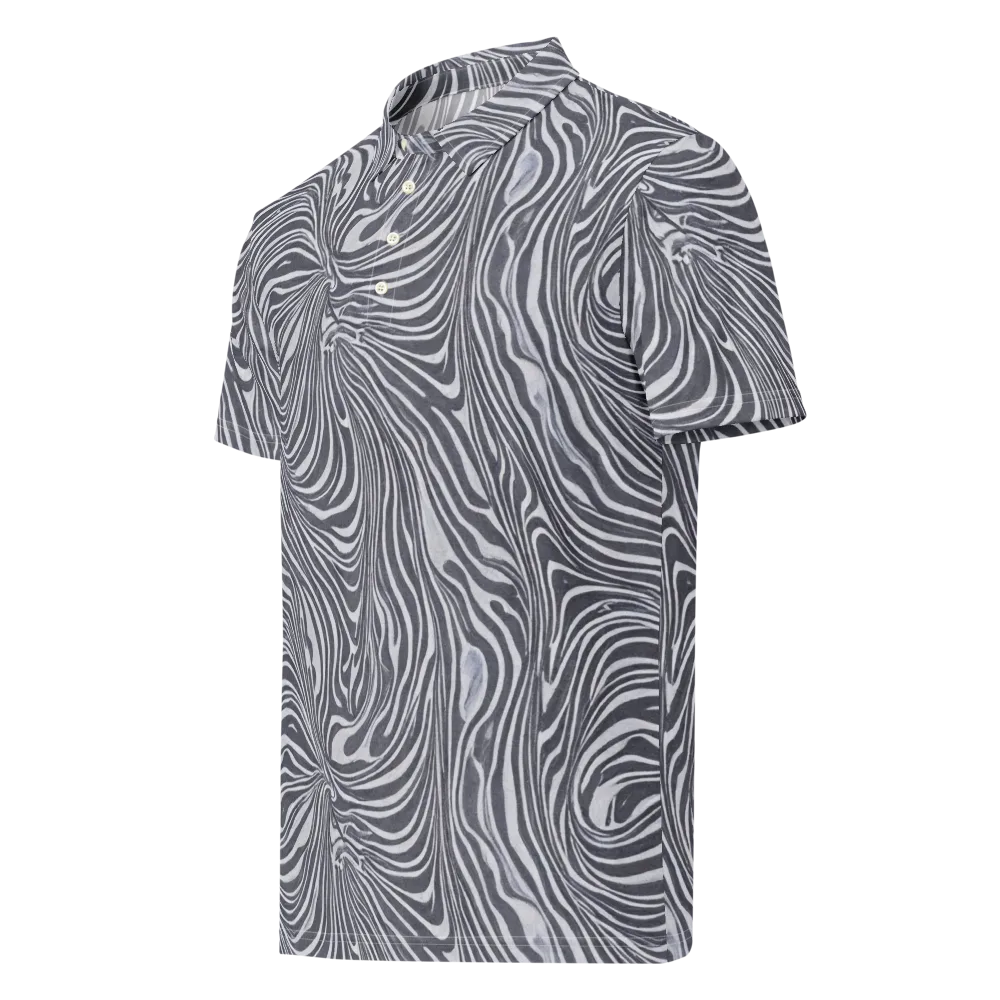 Monochrome Maelstrom on Men's Slim Fit Polo Shirt — Left Front