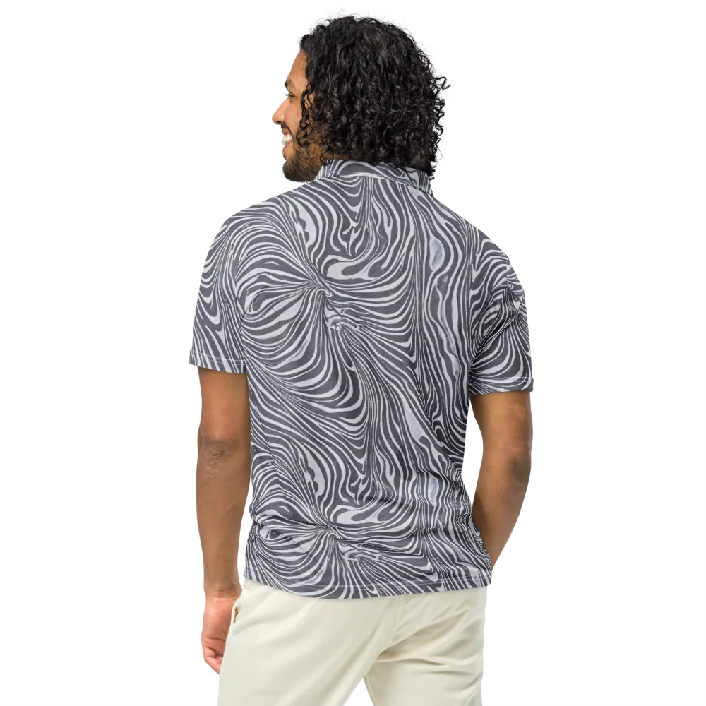 Monochrome Maelstrom on Men's Slim Fit Polo Shirt — Back