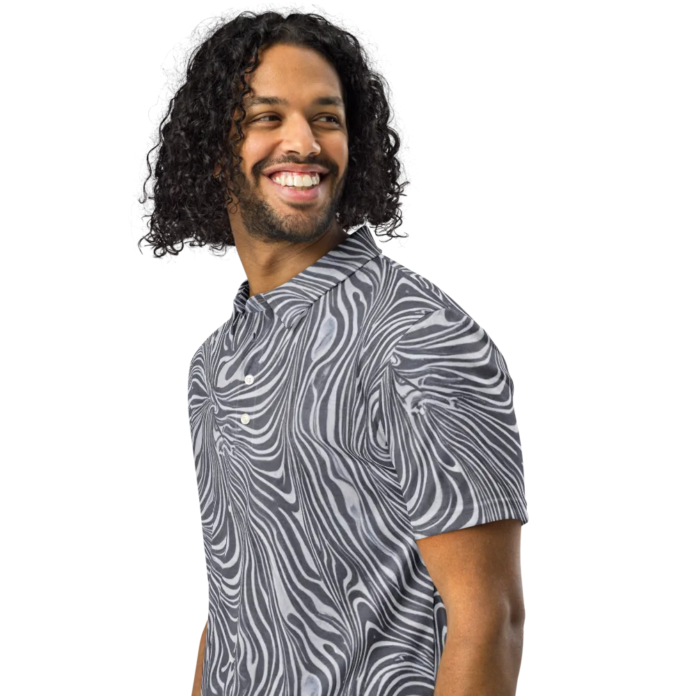 Monochrome Maelstrom on Men's Slim Fit Polo Shirt — Left Front