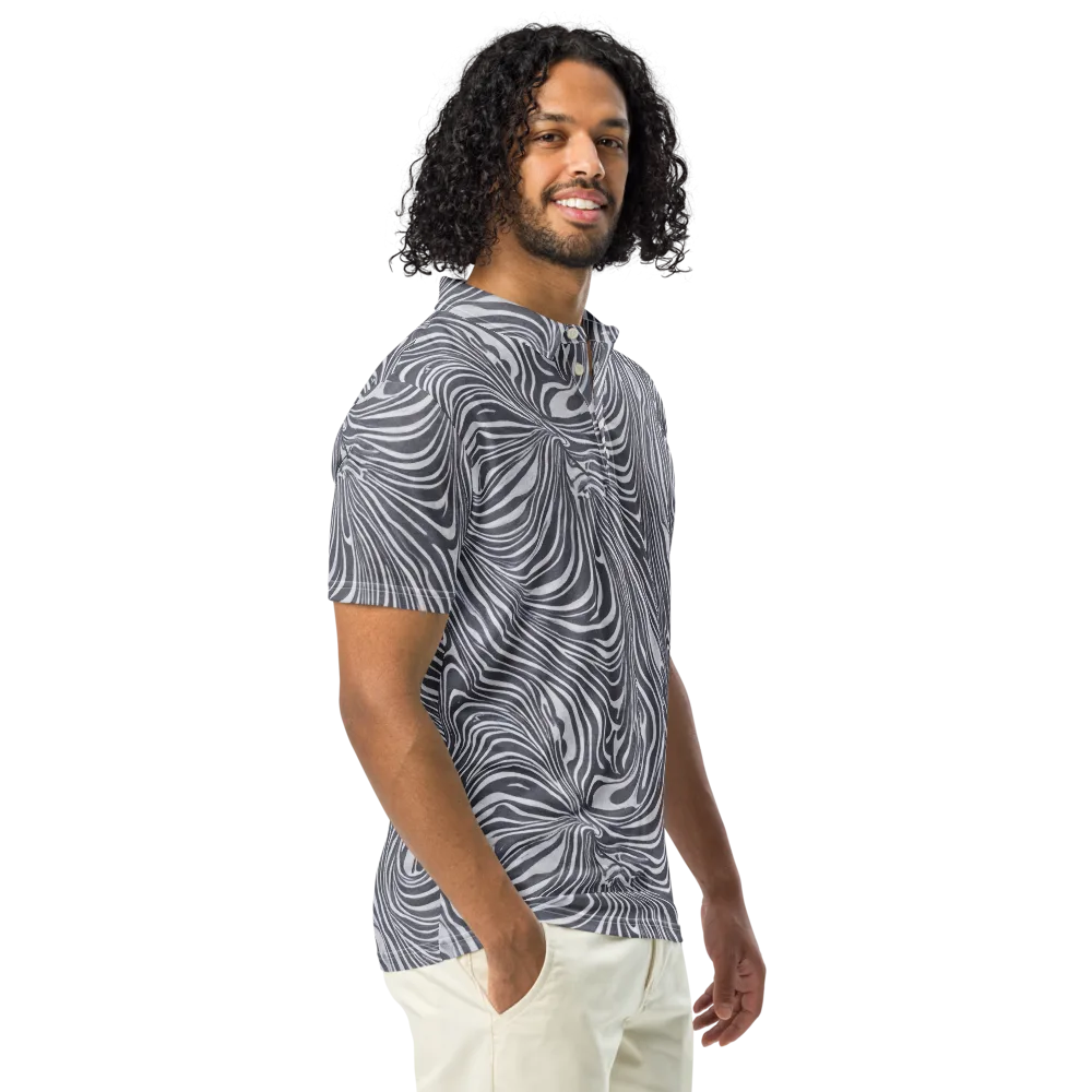 Monochrome Maelstrom on Men's Slim Fit Polo Shirt — Right Front