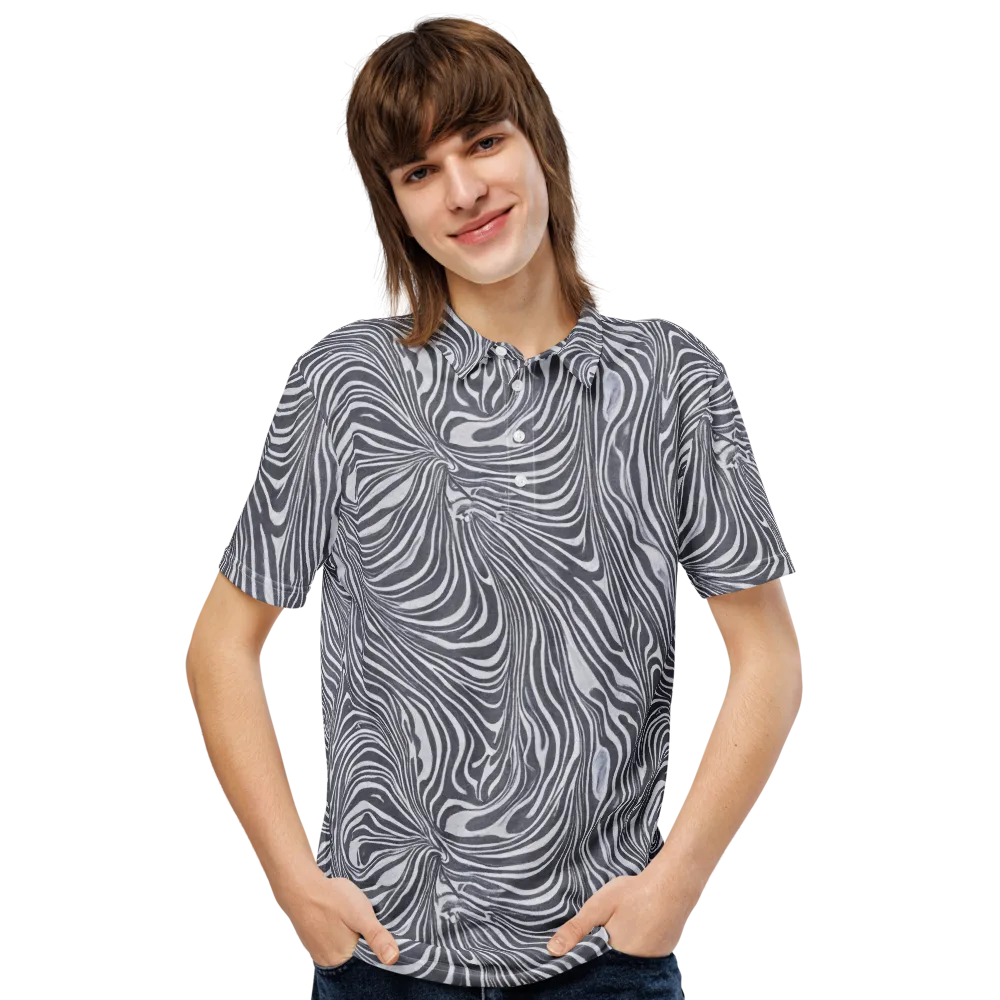 Monochrome Maelstrom on Men's Slim Fit Polo Shirt — Front
