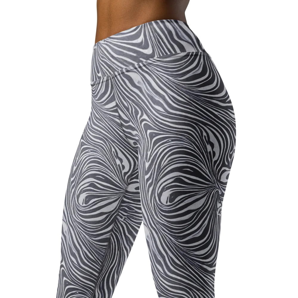 Monochrome Maelstrom on Yoga Leggings — Left Front