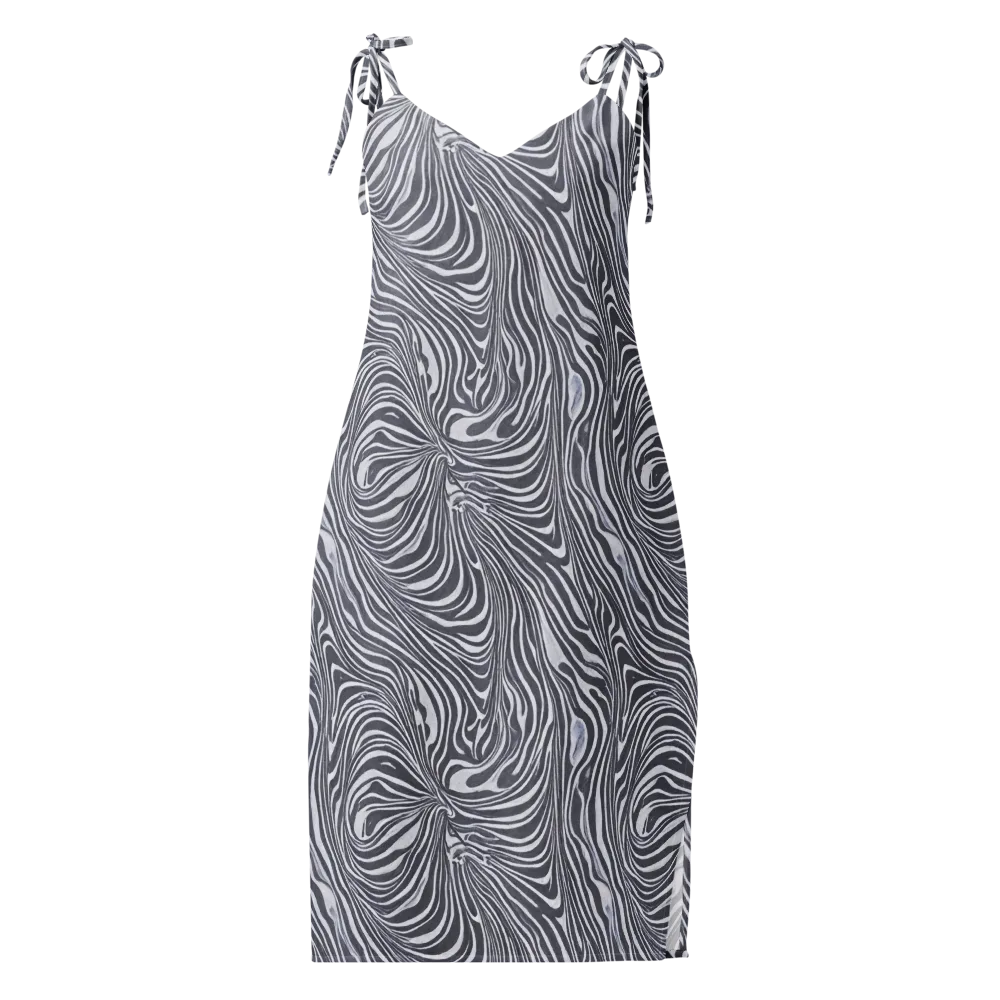 Monochrome Maelstrom on Slip Dress — Front