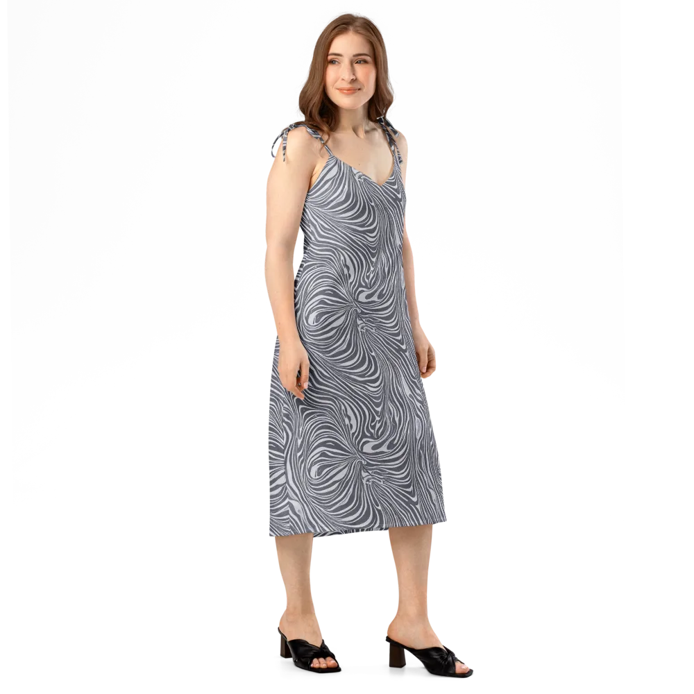 Monochrome Maelstrom on Slip Dress — Right Front