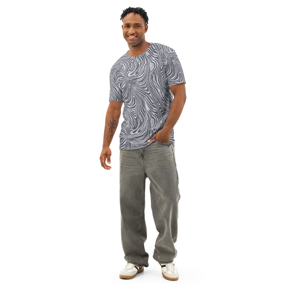Monochrome Maelstrom on Men's Cotton Crew Neck T-Shirt — Front