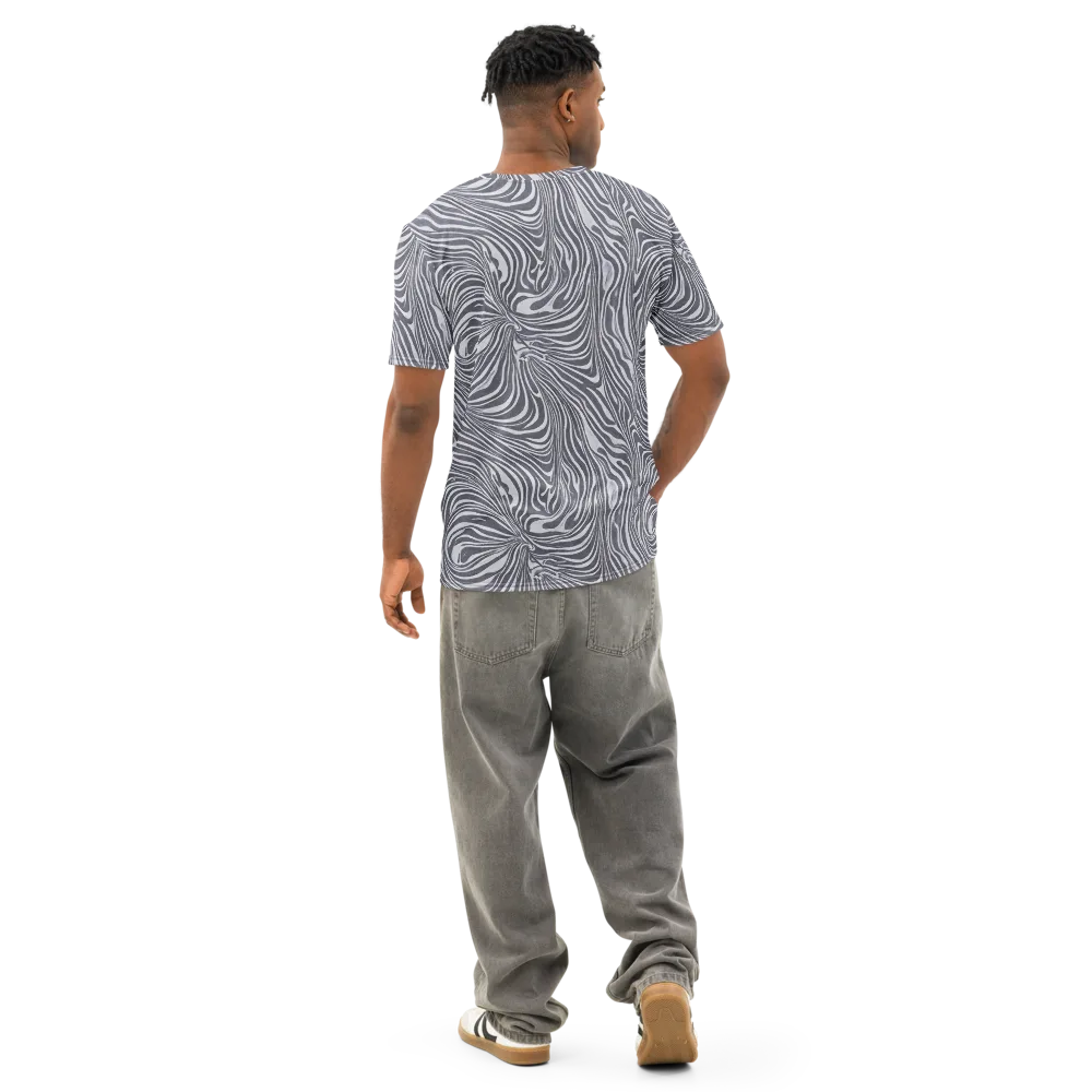 Monochrome Maelstrom on Men's Cotton Crew Neck T-Shirt — Back