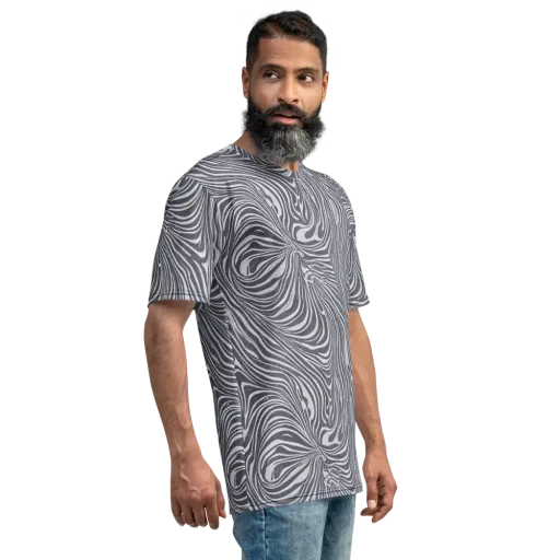 Monochrome Maelstrom on a Men's Crew Neck T-Shirt