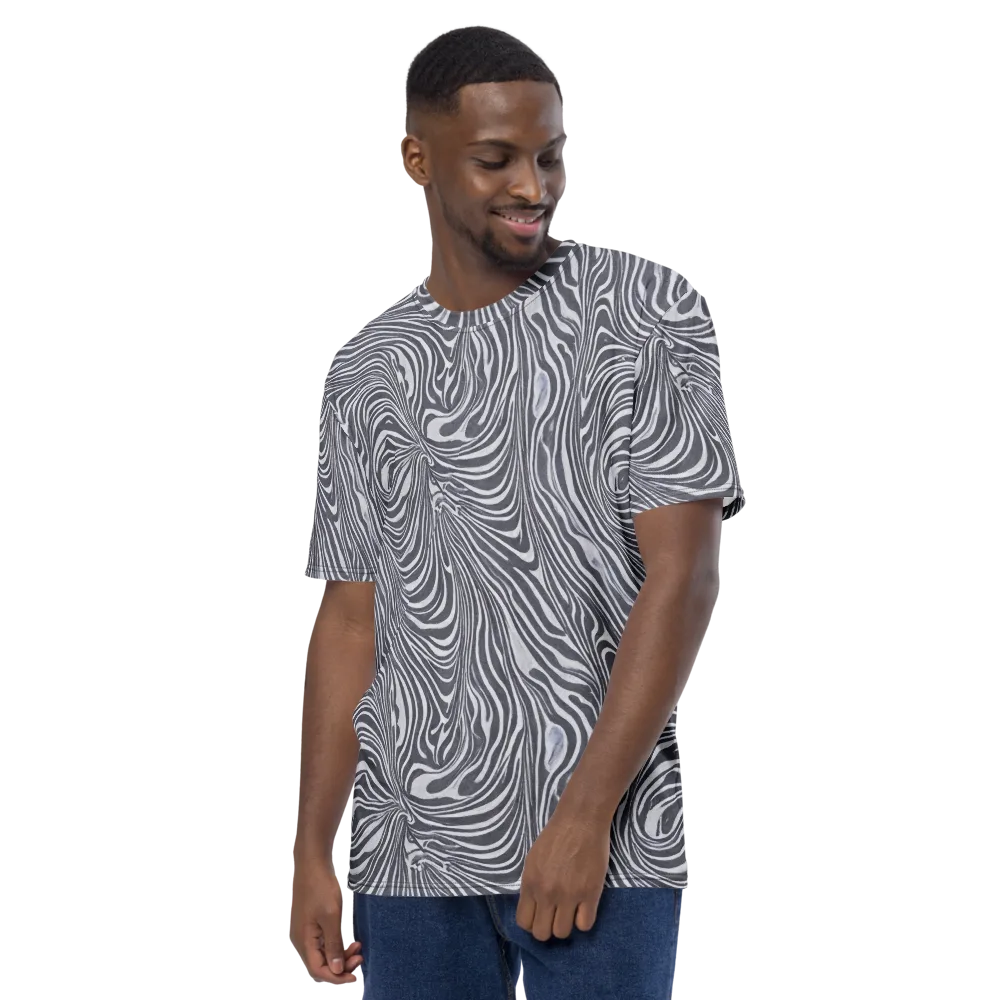 Monochrome Maelstrom on Men's Crew Neck T-Shirt — Left
