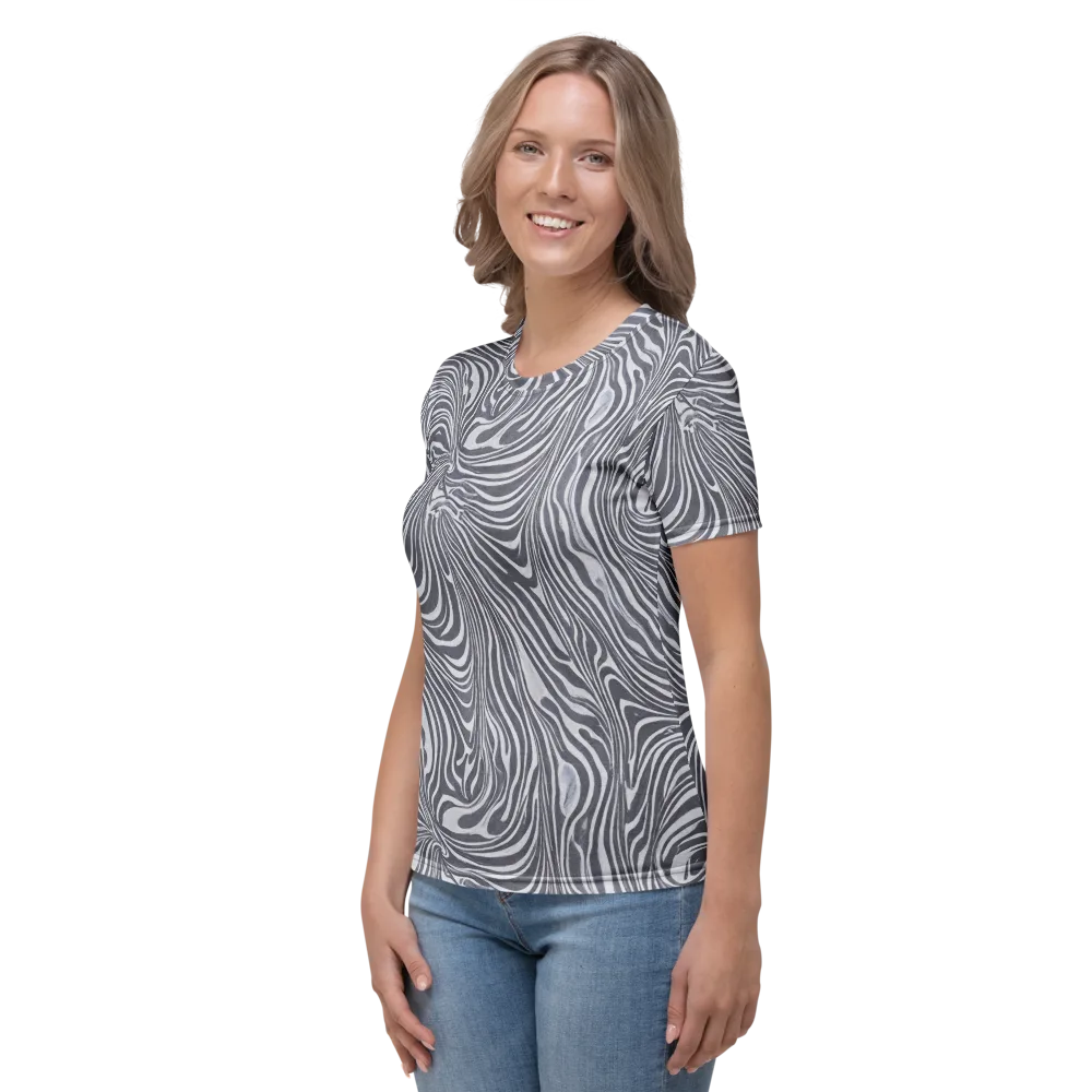 Monochrome Maelstrom on Women's Crew Neck T-Shirt — Left
