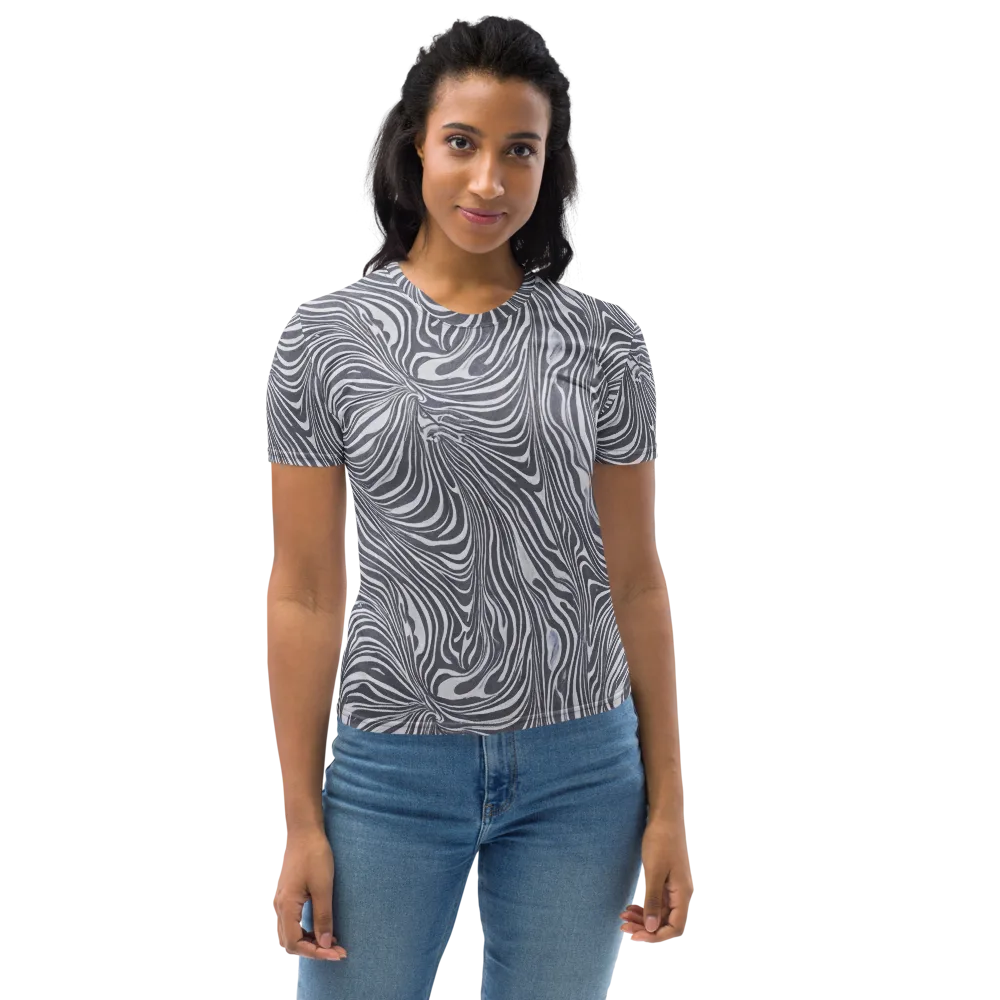 Monochrome Maelstrom on Women's Crew Neck T-Shirt — Front