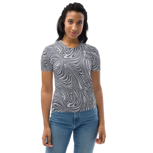 Monochrome Maelstrom on a Women's Crew Neck T-Shirt