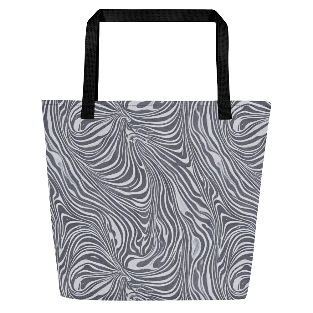 Monochrome Maelstrom on Large Tote Bag W/ Pocket — Front