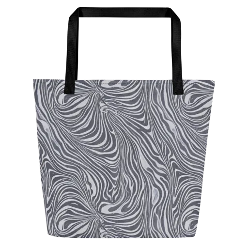 Monochrome Maelstrom on a Large Tote Bag W/ Pocket