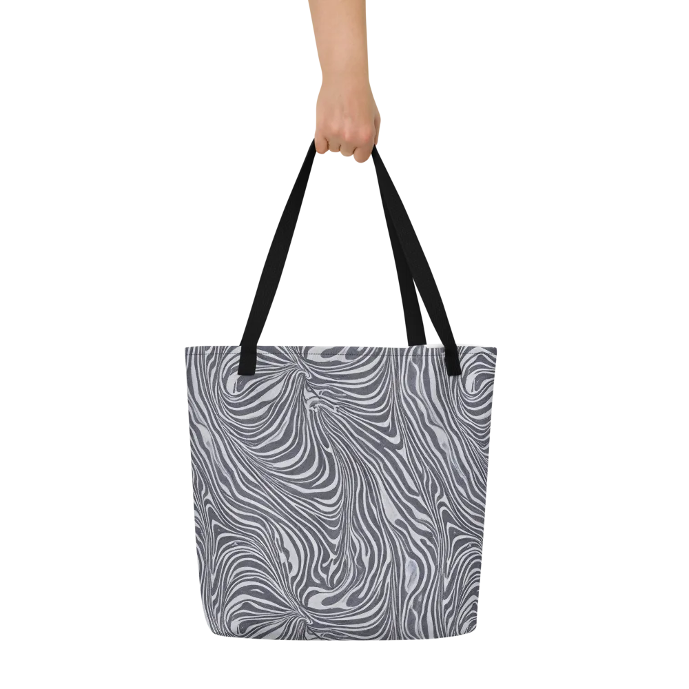 Monochrome Maelstrom on Large Tote Bag W/ Pocket — Front