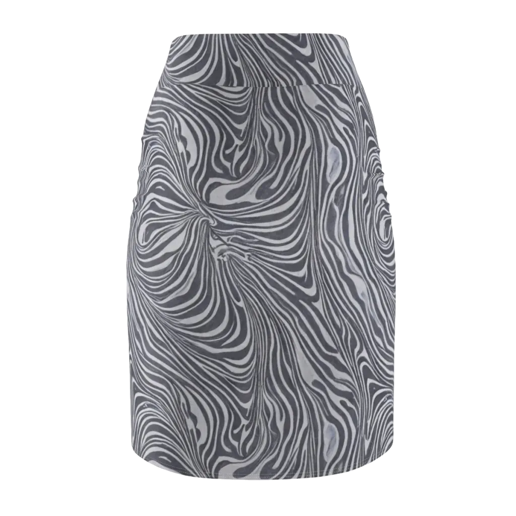 Monochrome Maelstrom on Pencil Skirt — Back