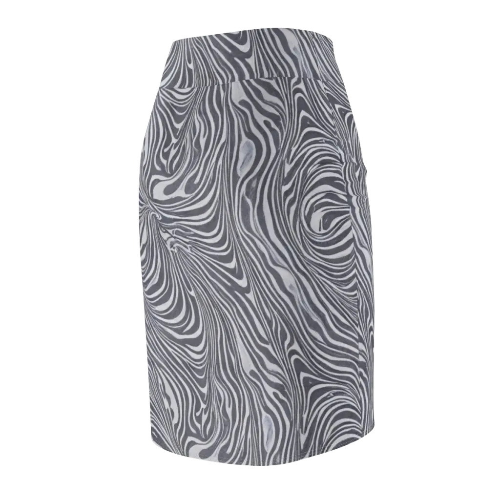 Monochrome Maelstrom on Pencil Skirt — Back Side