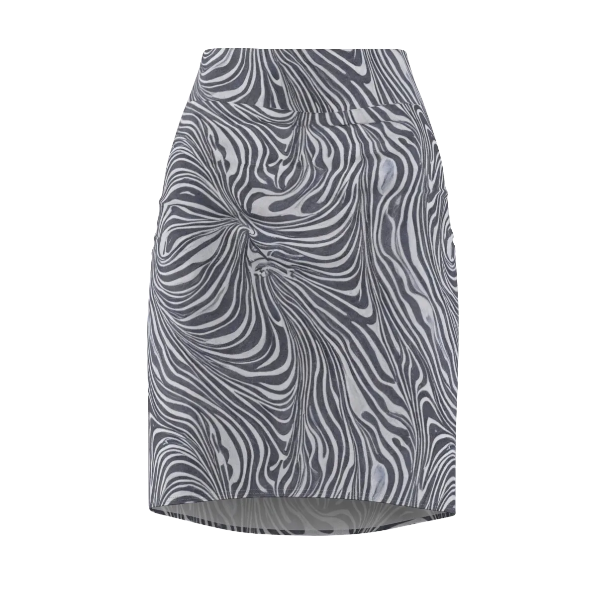 Monochrome Maelstrom on Pencil Skirt — Front