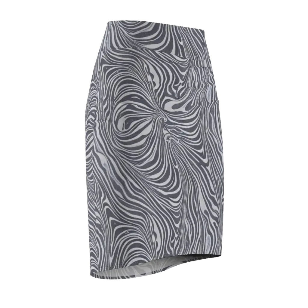 Monochrome Maelstrom on Pencil Skirt — Front Side