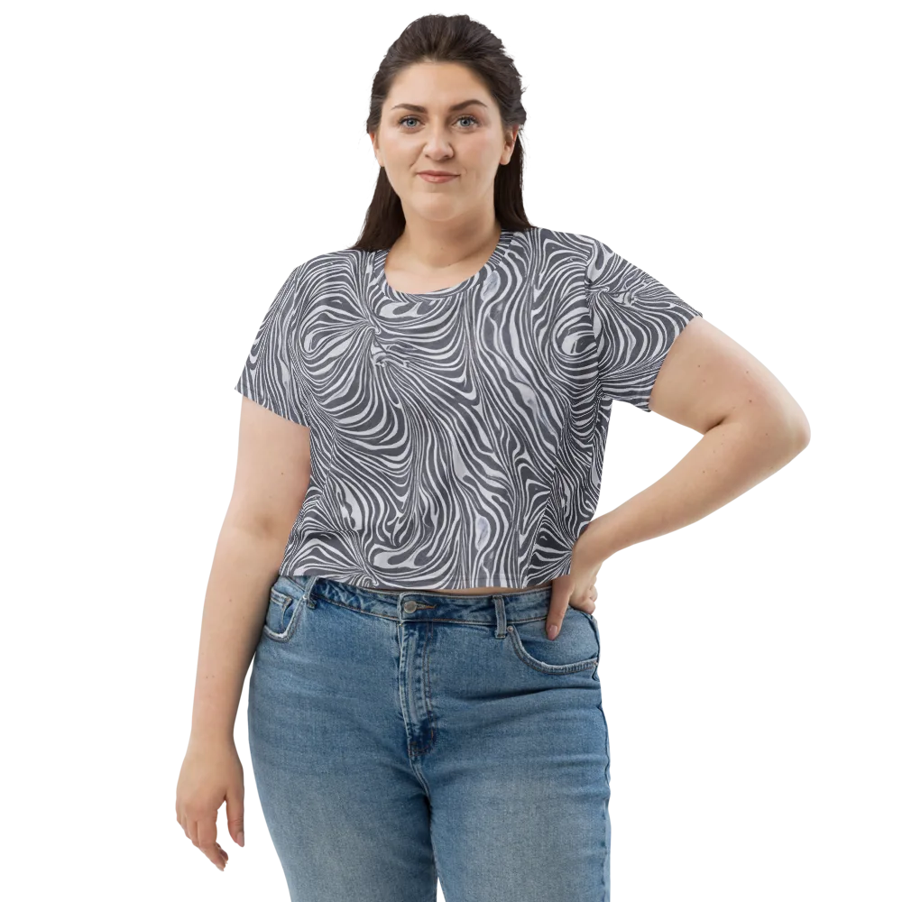 Monochrome Maelstrom on Crop Tee — Front