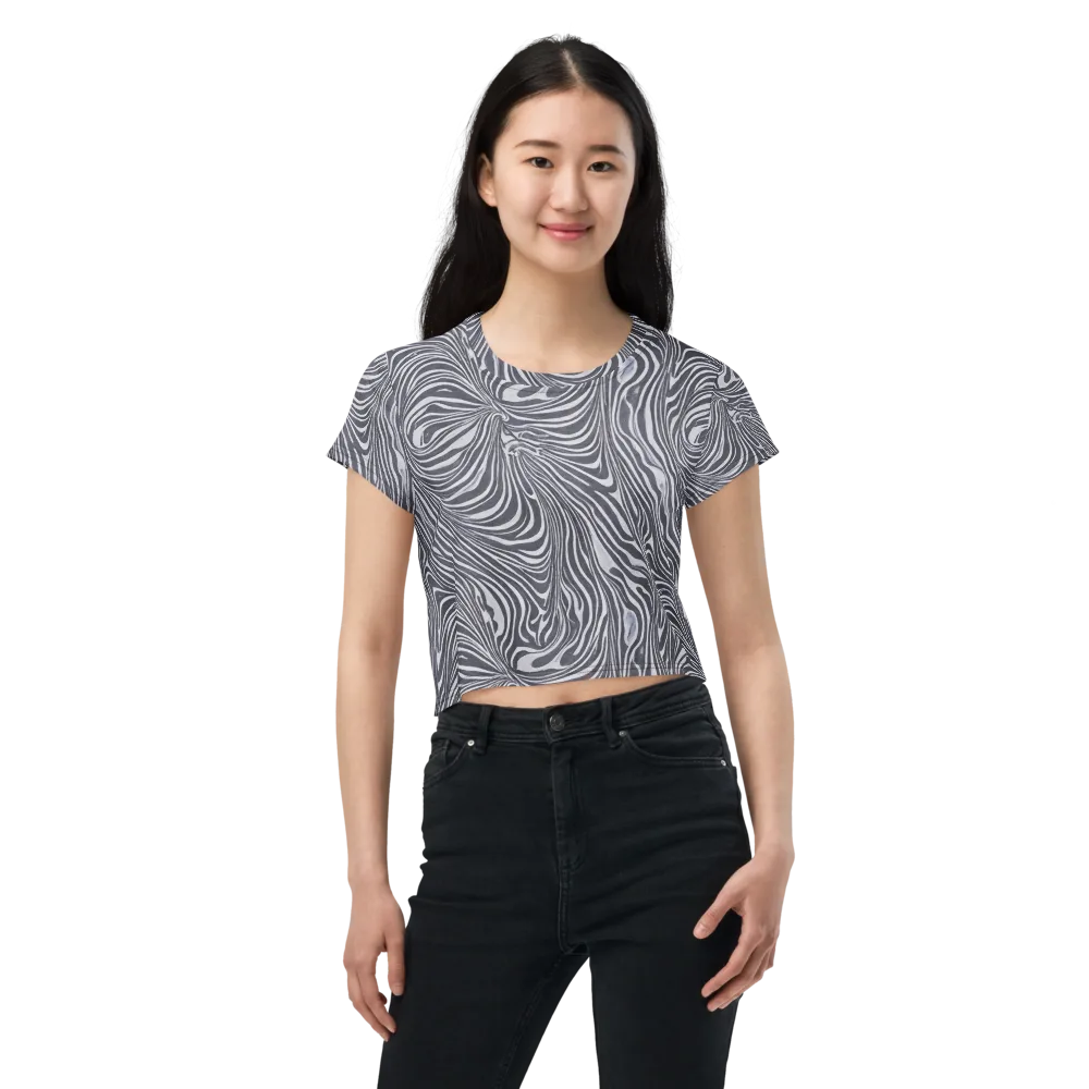 Monochrome Maelstrom on Crop Tee — Front