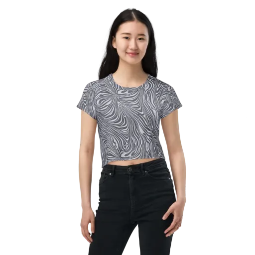 Monochrome Maelstrom on a Crop Tee