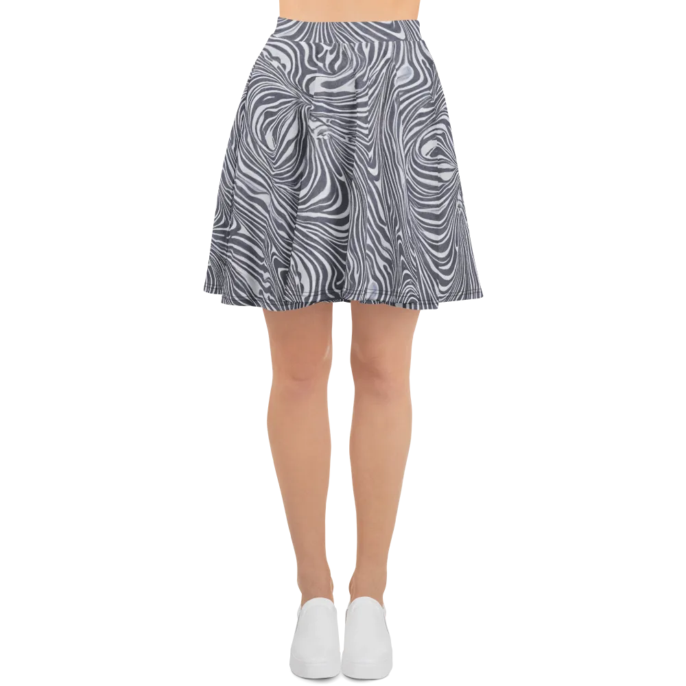 Monochrome Maelstrom on Skater Skirt — Front