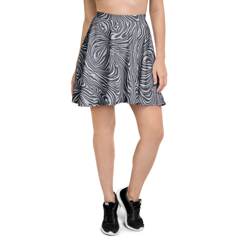 Monochrome Maelstrom on Skater Skirt — Front