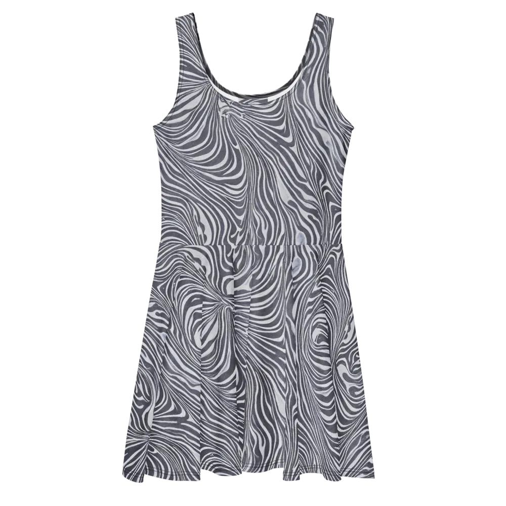 Monochrome Maelstrom on Skater Dress — Front