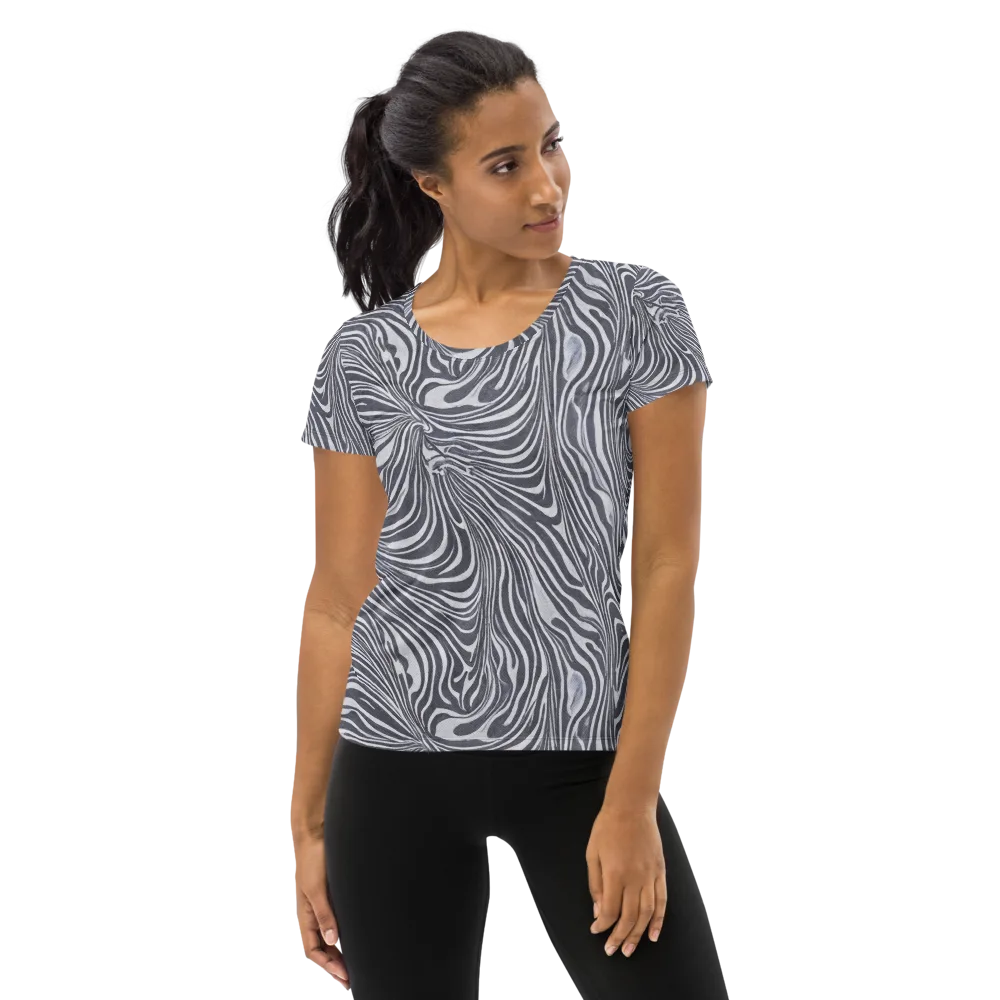 Monochrome Maelstrom on Women's Athletic T-Shirt — Front
