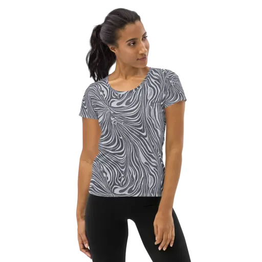 Monochrome Maelstrom on a Women's Athletic T-Shirt