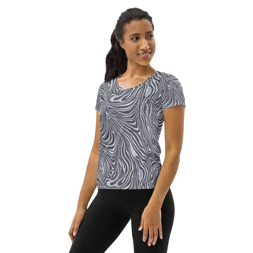 Monochrome Maelstrom on Women's Athletic T-Shirt — Left
