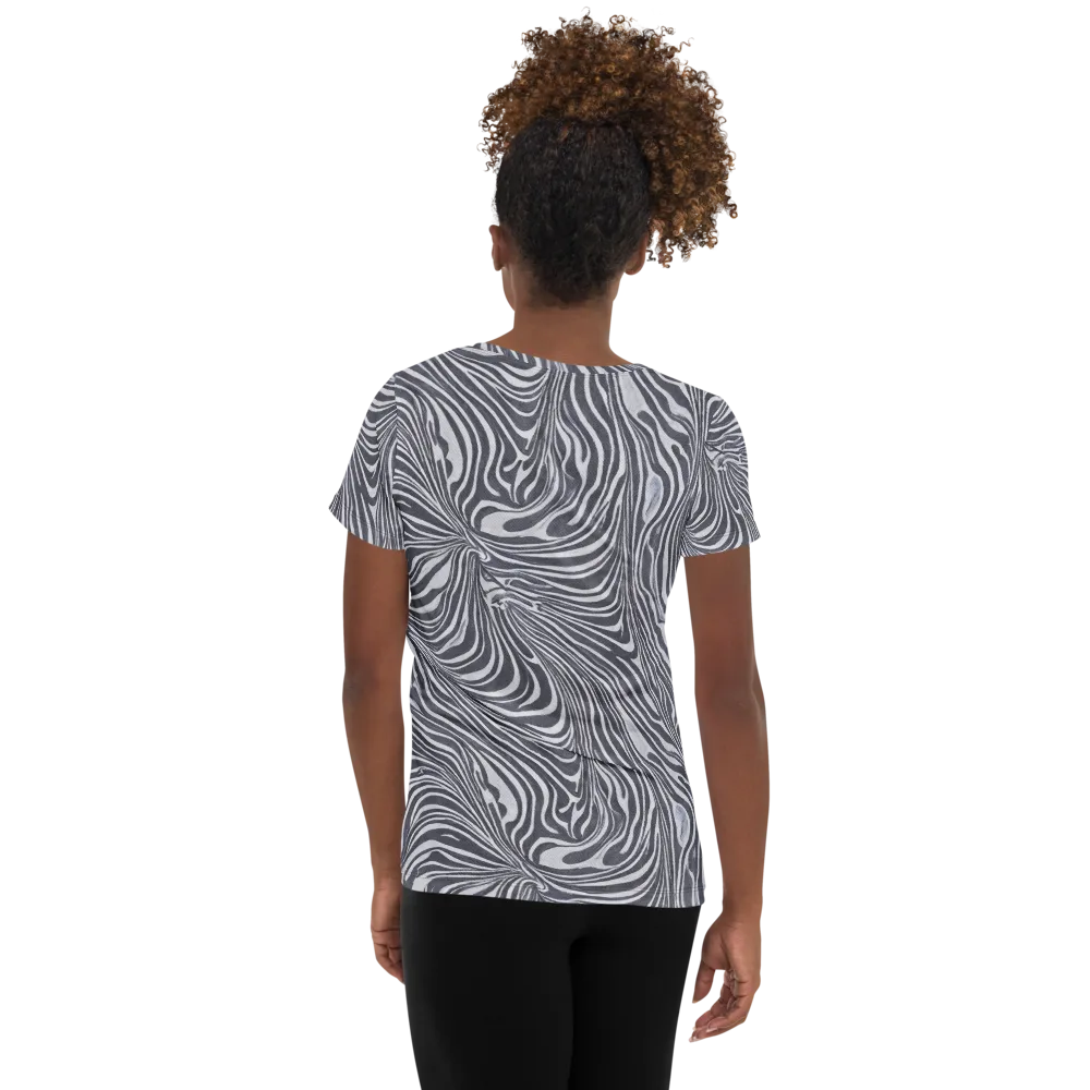Monochrome Maelstrom on Women's Athletic T-Shirt — Back