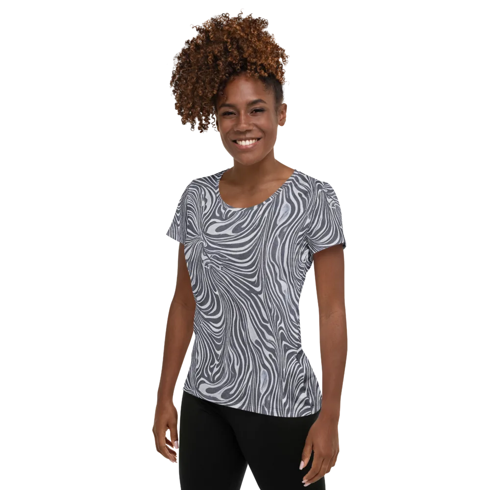 Monochrome Maelstrom on Women's Athletic T-Shirt — Left