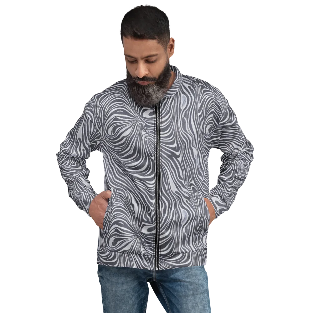 Monochrome Maelstrom on Bomber Jacket — Front