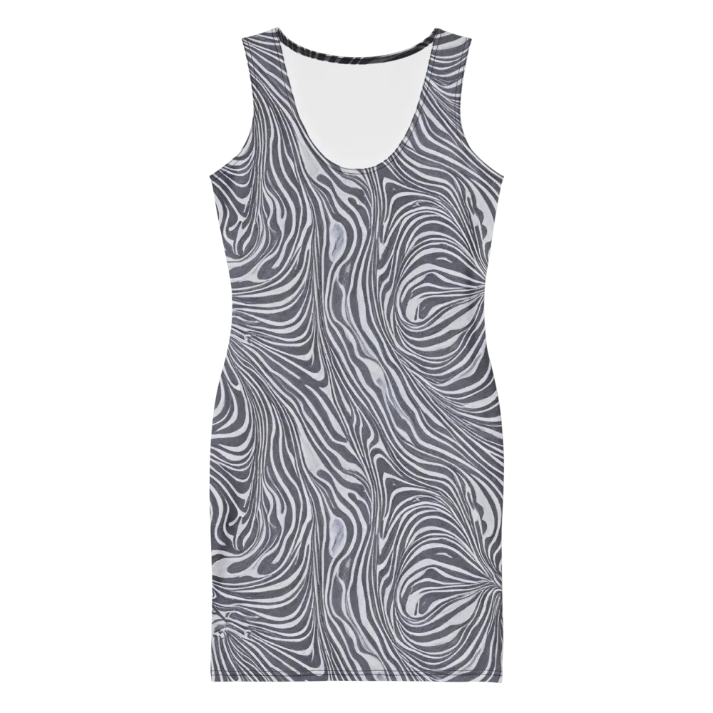 Monochrome Maelstrom on Bodycon Dress — Front