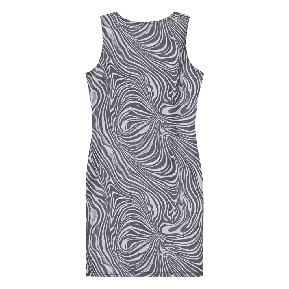 Monochrome Maelstrom on Bodycon Dress — Back