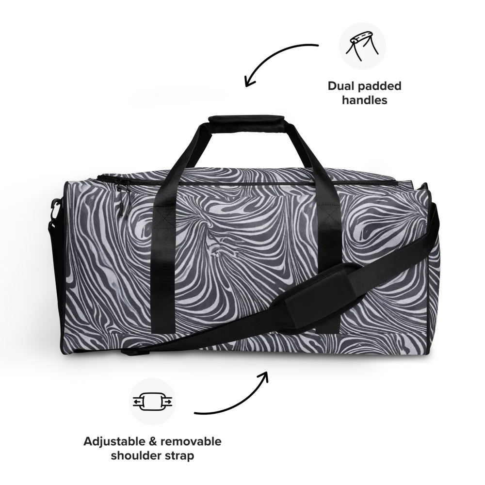 Monochrome Maelstrom on Duffle Bag — Front