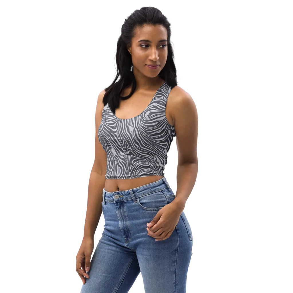 Monochrome Maelstrom on Crop Top — Left Front