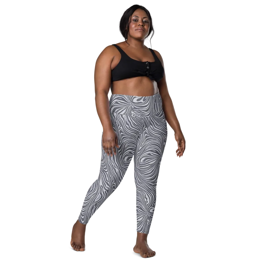 Monochrome Maelstrom on Leggings with Pockets — Front