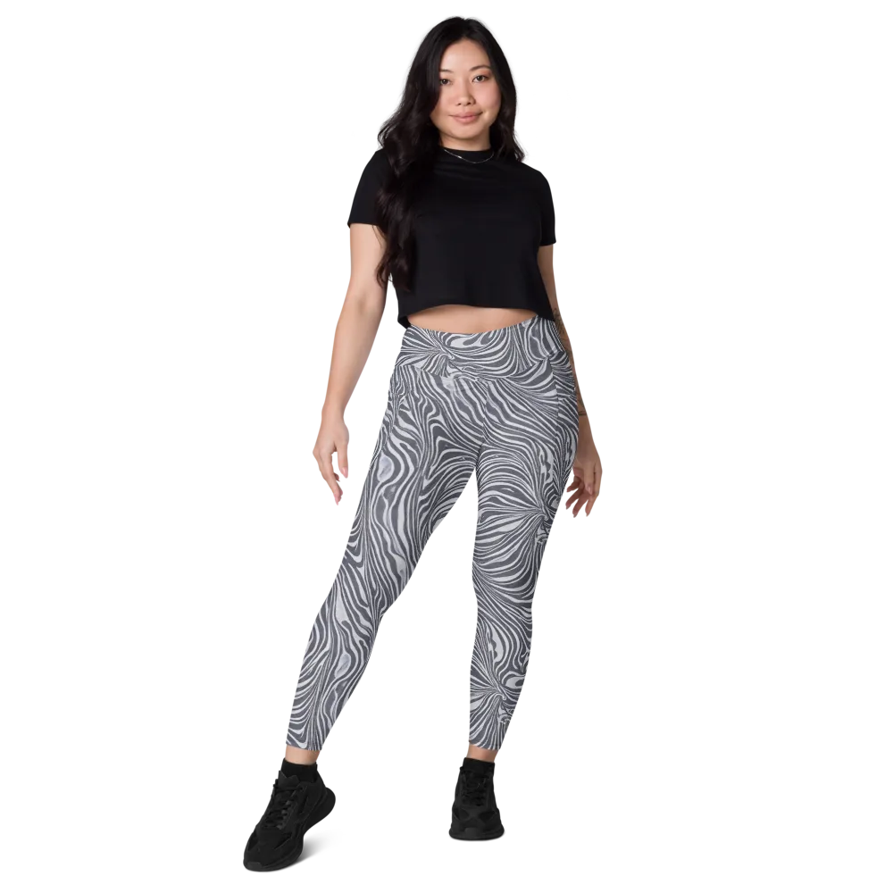 Monochrome Maelstrom on Leggings with Pockets — Front