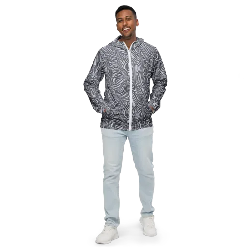 Monochrome Maelstrom on a Men's Windbreaker