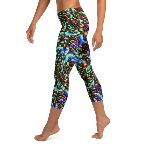 Blue Flame Jungle on a Capri Leggings