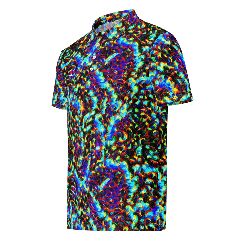 Blue Flame Jungle on Men's Slim Fit Polo Shirt — Left Front